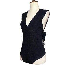 Express Bodysuit Sleeveless Black Bow Accent Party Holiday Women’s Size S NWT